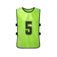 thumbnail image 4 of 12-Piece Kids' M Size Team Training Pinnies: 6 Fluorescent Green and 6 Pink Polyester Sports Vests with Clear Front/Back Numbers - Breathable, Absorbent, Washable for Football, Basketball, Volleyball, 4 of 7