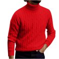 thumbnail image 1 of AherBiu Mens Turtleneck Sweaters Slim Fitted Casual Twisted Knitted Pullover Fall Winter Warm Sweaters, 1 of 5