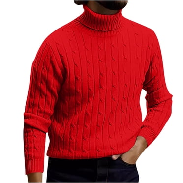 AherBiu Chandails à Col Roulé pour Hommes Ajustés Décontractés Torsadés Tricotés Chandail Automne Hiver Chauds Chandails