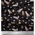 thumbnail image 3 of Soimoi Poly Georgette Fabric Leaves,Cinnamon & Snail Insects Printed Fabric 1 Yard 42 Inch Wide, 3 of 3