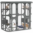 thumbnail image 1 of PawHut Catio Outdoor Cat Enclosure, 71" Wooden Cat House with 2 Condos, 1 of 10