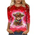 thumbnail image 1 of Staron Liquidation Hauts pour Femmes Manches 3/4 T-Shirts Animaux de Dessin Animé Chic Décontracté Col Rond T-Shirts Basiques Hauts T-Shirts Amples Blouses, 1 of 5