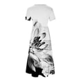 thumbnail image 4 of Dvkptbk Robes d'Été pour Femmes 2024 à Manches Courtes, Robes Midi Évasées, Robe T-Shirt Décontractée à Motif Floral, Robe de Plage Fluide avec Poches P-2TG, 4 of 4