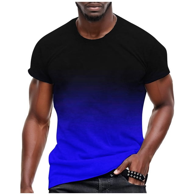 T-shirt de Sport Estival pour Homme avec Col à Revers Stylé et Design Dégradé 3D à Manches Courtes et Col Rond pour Performance Quotidienne