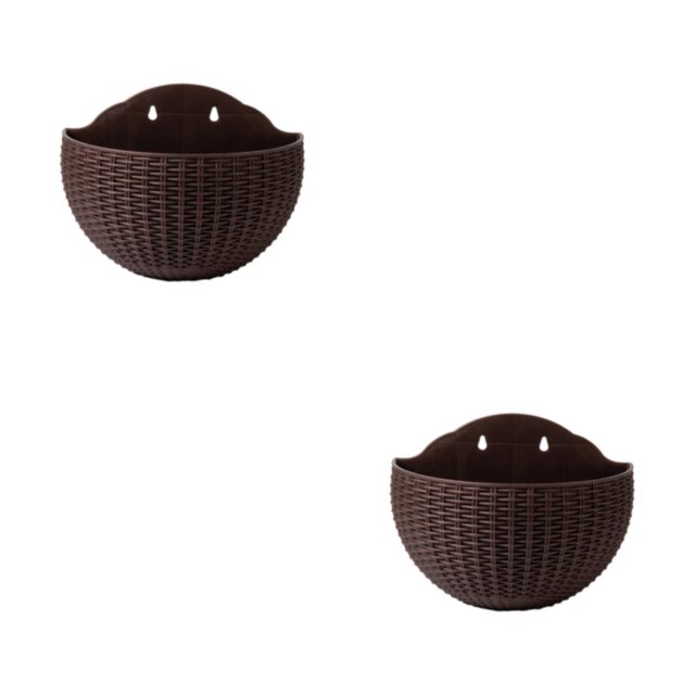 Youkk Easy To Install Double-layer Plastic Flowerpot For Walls Drainage Flower Pot Coffee 2Set