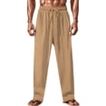 thumbnail image 2 of WRKEKC Casual Pants for Men Spring Fall Fashion Solid Color Drawstring Elastic Waist Long Pants for Daily Casual Outings Lounge　Wear, 2 of 9