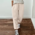 thumbnail image 2 of VEKDONE Womens Linen Long Pants Beige L, 2 of 5