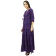 thumbnail image 3 of Bimba Robe Maxi d'Été en Coton à Manches 3/4 pour Femme, Taille à Cordon, 3 of 7