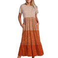 thumbnail image 2 of FAIWAD Robes Maxi d'Été pour Femmes à Manches Courtes à Paillettes Colorblock 2024 Vacances Tendance Fluides avec Poches Robe, 2 of 5