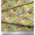 thumbnail image 3 of Soimoi Green Poly Georgette Fabric Crab,Shell & Coral Ocean Printed Fabric 1 Yard 52 Inch Wide, 3 of 3