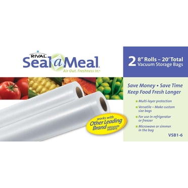 Sacs pour scelleuse sous vide Seal-A-Meal, rouleaux pour la conservation hermétique et sous vide des aliments, 8 po x 10 pi, 2 unités