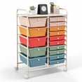 thumbnail image 1 of Costway Chariot de Rangement Roulant à 15 Tiroirs Outils Scrapbooking Papier Bureau École Organisateur Multicolore, 1 of 10