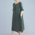 thumbnail image 4 of Mefallenssiah Mode de Couleur Unie des Femmes Grande Taille Jupe Vintage Robe de Coton et de Lin, 4 of 5