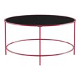 thumbnail image 3 of Furniture of America Rockbel Table Basse Ronde Contemporaine avec Dessus en Verre, Rouge, 3 of 5