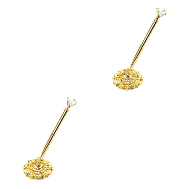 ZLight Ballpoint Pens Metal Wedding Ball Pen Guest Smooth Writing Tool Bank Counter Business Office Accessory Big Jewel/Gold 2Set