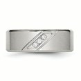 thumbnail image 4 of Stainless Steel Polished and Brushed CZ 8mm Beveled Edge Band Ring 9 Size, 4 of 7