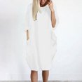 thumbnail image 2 of Pompotops Robe Ample pour Femmes avec Poches, Col pour Dames, Hauts Longs Décontractés, Robe Grande Taille en Solde, 2 of 4