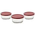 thumbnail image 1 of Anchor Hocking Classic Glass Food Storage Containers with Lids, Red, 2-Cup, 4-Cup, 7-Cup (6-Piece Set), 1 of 1