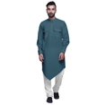 thumbnail image 1 of Atasi Indian Cotton Summer Kurta Mandarin Collar Long Kurta For Men, 1 of 5
