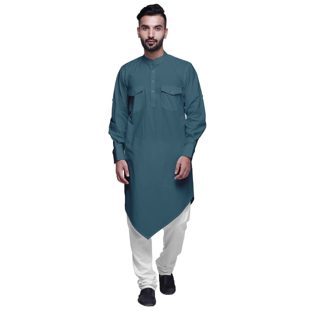 Atasi Indian Cotton Summer Kurta Mandarin Collar Long Kurta For Men