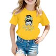 thumbnail image 1 of WEAIXIMIUNG T-Shirts à Col Montant pour Fille Enfant Filles Mignon Imprimé Graphique Col Rond Manches Courtes Tee Été Décontracté T-Shirt, 1 of 4