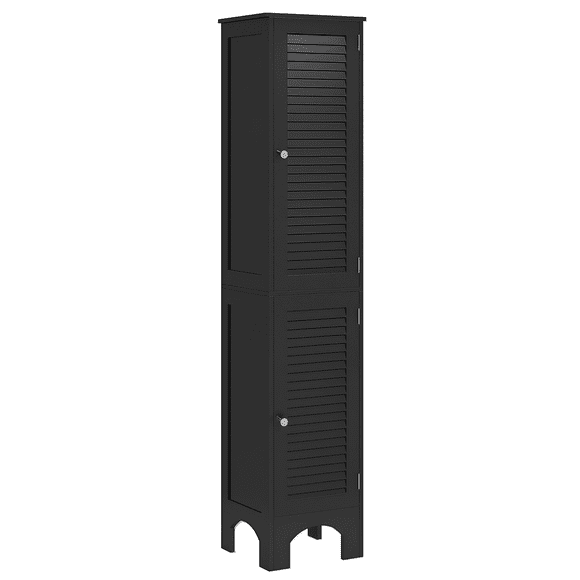 HOMCOM Tall Bathroom Cabinet with Shelves and Doors, Black