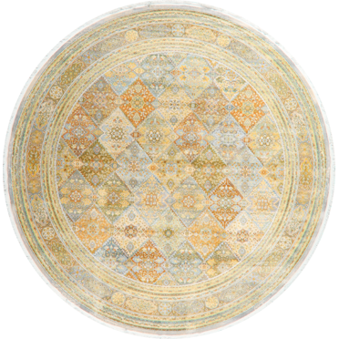 Tapis Turc Oriental Géométrique à Losanges, Tapis de Style Transitionnel 10 Pi Rond