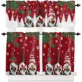 thumbnail image 1 of Ensemble de Rideaux et Cantonnières de Cuisine avec Gnomes de Noël, Traitements de Fenêtre Rouges pour les Fêtes d'Hiver, Cantonnières, Flocons de Neige Blancs, Arbres de Noël, Rideaux Demi/courts pour Petites Fenêtres Café /salon/ Chambre 54x24 Po, 1 of 5