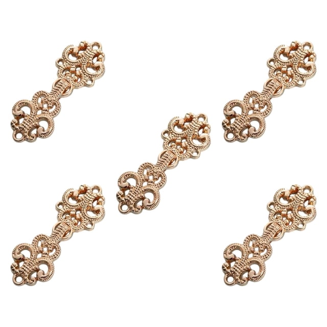 Siruishop 5Pcs Cloak Clasp Fasteners Clasp Closure Buttons for Coat Tang Suit Costumes Gold