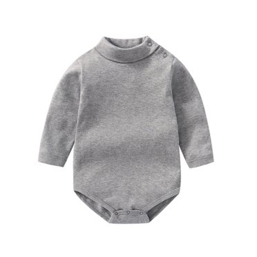 Nouveau-né Bébé Garçon Fille Col Roulé Thermique Combinaison Couleur Unie Manches Longues Vêtements Automne Hiver