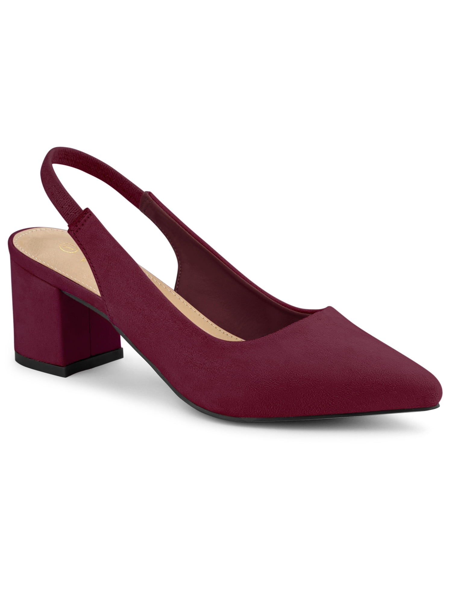 BLISSFUL STEP Escarpins à Talon Bloc pour Femmes Slingbacks Bourgogne 9,5