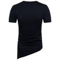 thumbnail image 4 of Jovati Short Sleeve Round-Neck T-Shirt for Men, Cotton Blend, Irregular Knit Rope Detail, Solid Color, Casual Fit, Breathable Summer Top, 4 of 5