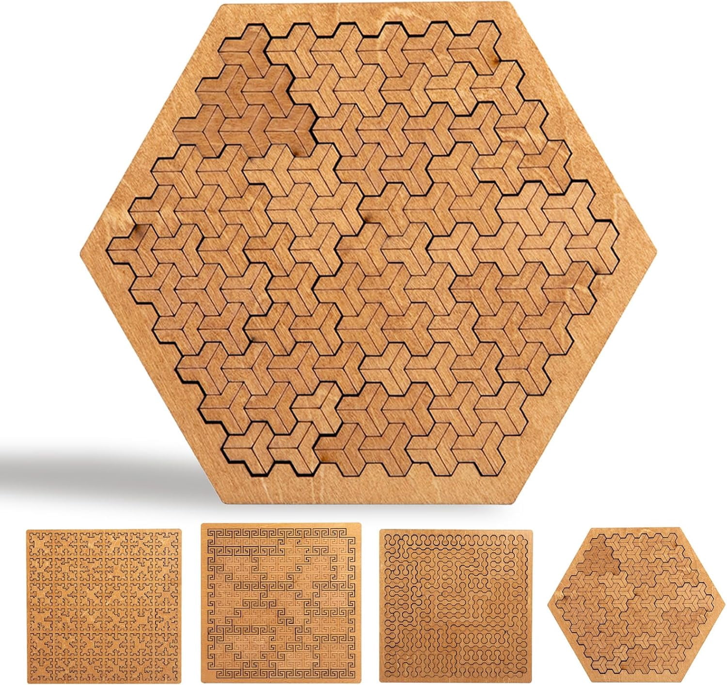 Puzzle Fractal En Bois – Courbe De Hilbert – 25 Pièces, Sans Image, Pour Adultes – Style D