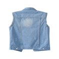 thumbnail image 2 of Women Plus Size Sleeveless Denim Waistcoat Ripped Turn Down Collar Jean Jacket Vest, 2 of 3