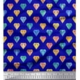 thumbnail image 1 of Soimoi Blue Velvet Fabric Diamond Geometric Printed Fabric 1 Yard 58 Inch Wide, 1 of 5