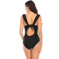 thumbnail image 3 of Women‘s One Piece Swimsuits Shirred V Neck Bathing Suit Slimming Ruffle Swimwear Monokini, 3 of 3