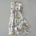 thumbnail image 2 of Pisexur Robe d'Automne pour Femme 2024 Mode Robe de Retour à la Maison à Imprimé Floral Manches Courtes Col Rabattu Robe Maxi Décontractée Fluide Tunique à Col en V Boutonnée avec Cordon Robe de Vacances Robe Grande Taille P-4TG, 2 of 3