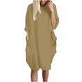 thumbnail image 1 of Pompotops Robe Ample pour Femmes avec Poches, Col pour Dames, Hauts Longs Décontractés, Robe Grande Taille en Solde, 1 of 4