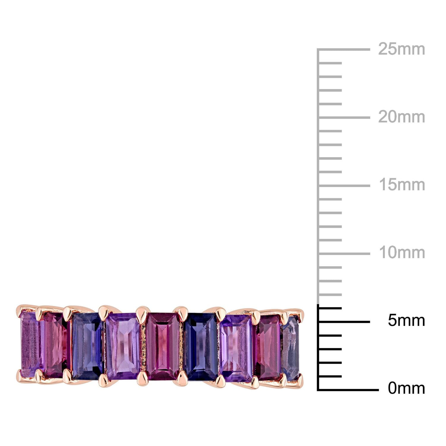 Miabella 2-1/6 Carat T.G.W. Multi-Gemstone Rose-Plated Sterling Silver Semi-Eternity Ring