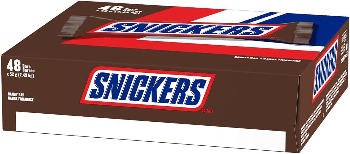 Snickers Chocolate Bar, 52g - 48 Count Per Box - 1 Box
