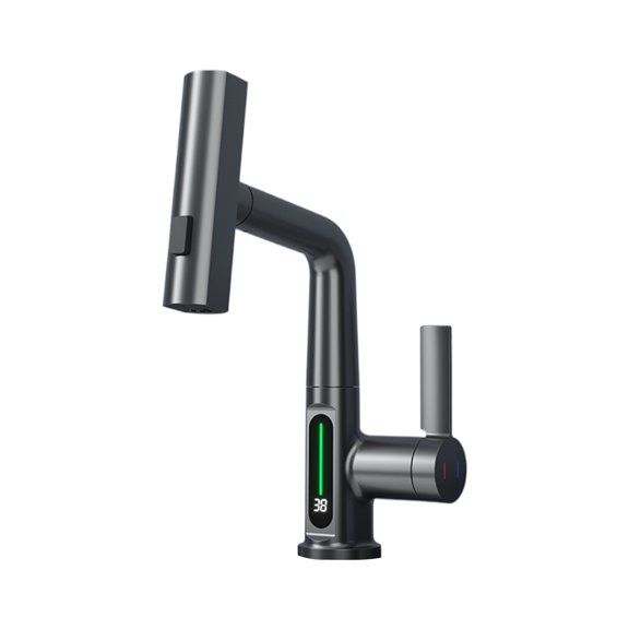 fastboy Robinet de Salle de Bain Relevable 3 Modes d'Écoulement d'Eau et Robinet Extractible pour Évier de Cuisine Robinet d'Évier de Cuisine Gris