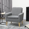 thumbnail image 2 of HOMCOM Fauteuil d'Appoint Teddy Rembourré Fauteuil Moderne avec Pattes en Bois Gris, 2 of 10