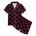 thumbnail image 4 of Pyjama en Satin pour Enfants pour Fille, Imprimé Graphique, Ensemble de Hauts à Boutons, Ensemble de Pyjama Décontracté, Pyjama pour Enfants, Filles 8-10 Ans, 4 of 5