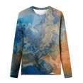 thumbnail image 5 of CEHVOM Femmes Dames Col Rond Hauts Amples T-Shirts Décontractés à Imprimé Blouse à Manches Longues Liquidation, 5 of 5