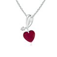 thumbnail image 1 of Angara Natural Ruby Necklace - Heart-Shaped Ruby Ribbon Pendant with Diamond in Platinum for Women, 1 of 10