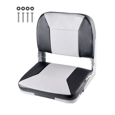VEVOR Siège de Bateau Dossier Bas Siège de Bateau Relevable Coussin en Éponge Noir et Gris