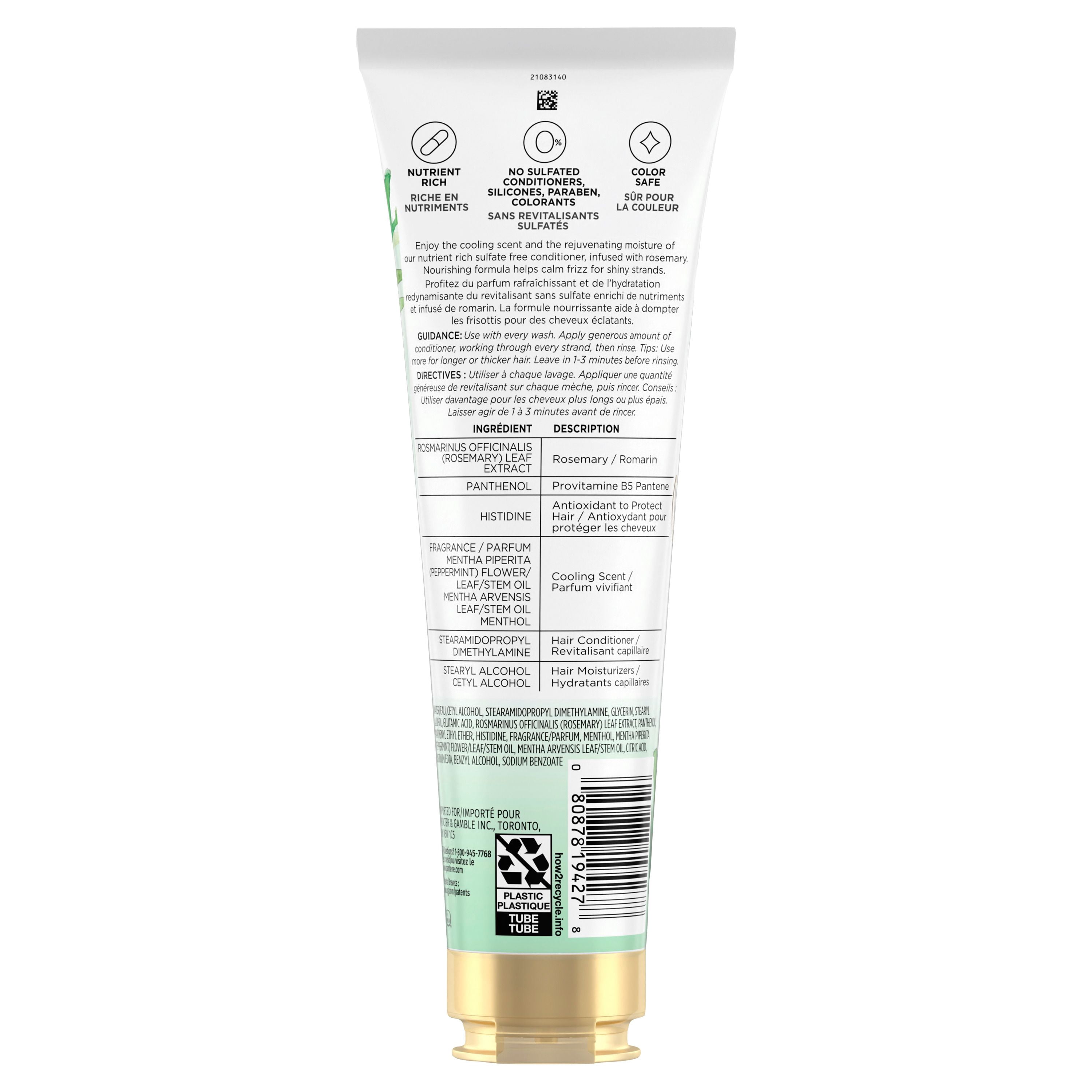 PANTENE Romarin NUTRIENT BLENDS Revitalisant Sans SULFATE