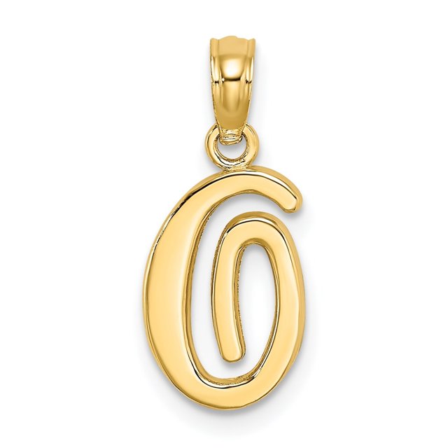 Diamond2Deal 14K Pendentif Initial Lettre O Script Or Jaune pour Femmes (L - 0.62 Pouces, L - 0.34 Pouces)