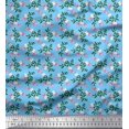 thumbnail image 1 of Soimoi Blue Rayon Fabric Leaves,Insect & Floral Artistic Decor Fabric Printed BTY 56 Inch Wide, 1 of 3