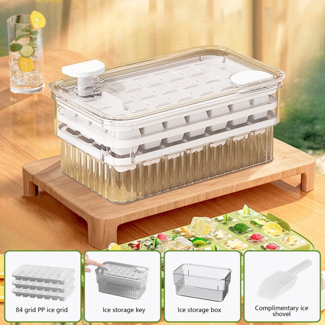 Yhmxh Home and Kitchen,Kitchen Gadgets Easy Release Ice Cubes Tray With Lid And Bin 3 Pack Ice Cubes Trays For Freezer 84 Pcs Ice Trays For Whiskey Cocktail Tea Coffee Ice Cube